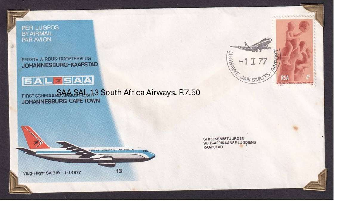 SAA SAL 13 South Africa Airways. R7.50