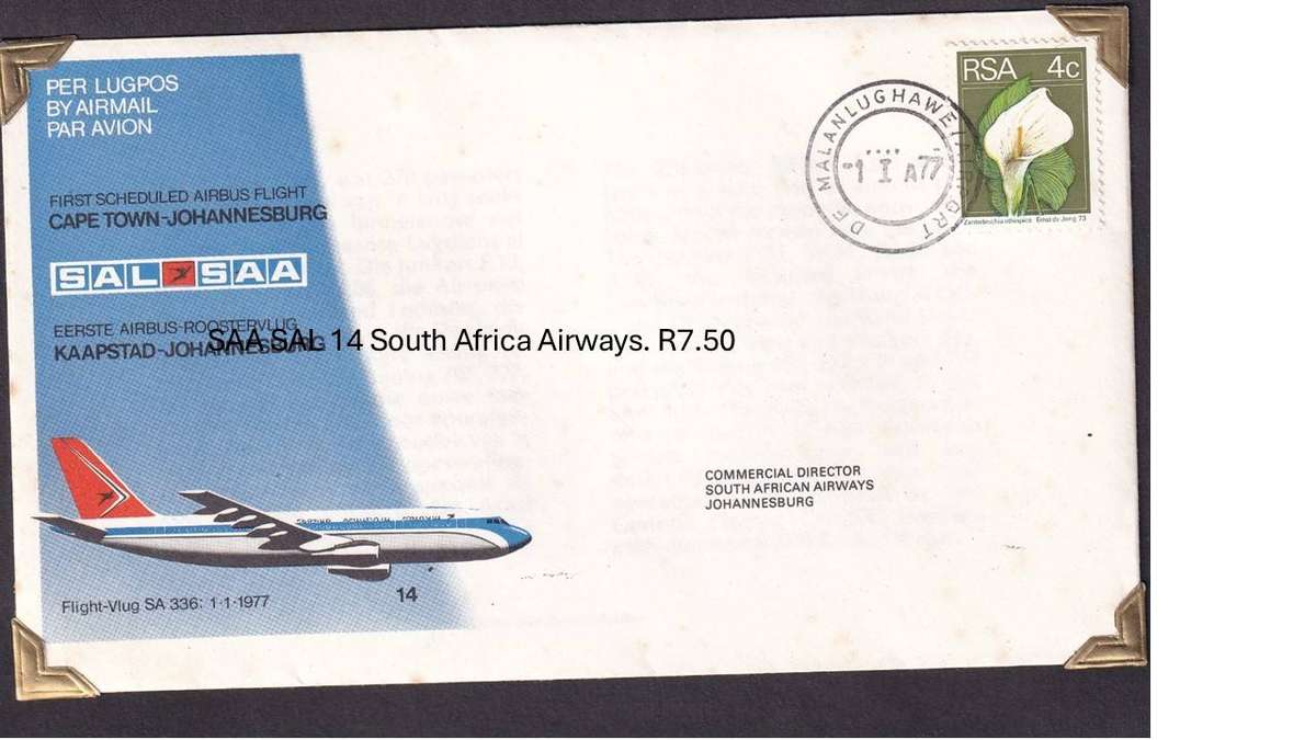 SAA SAL 14 South Africa Airways. R7.50