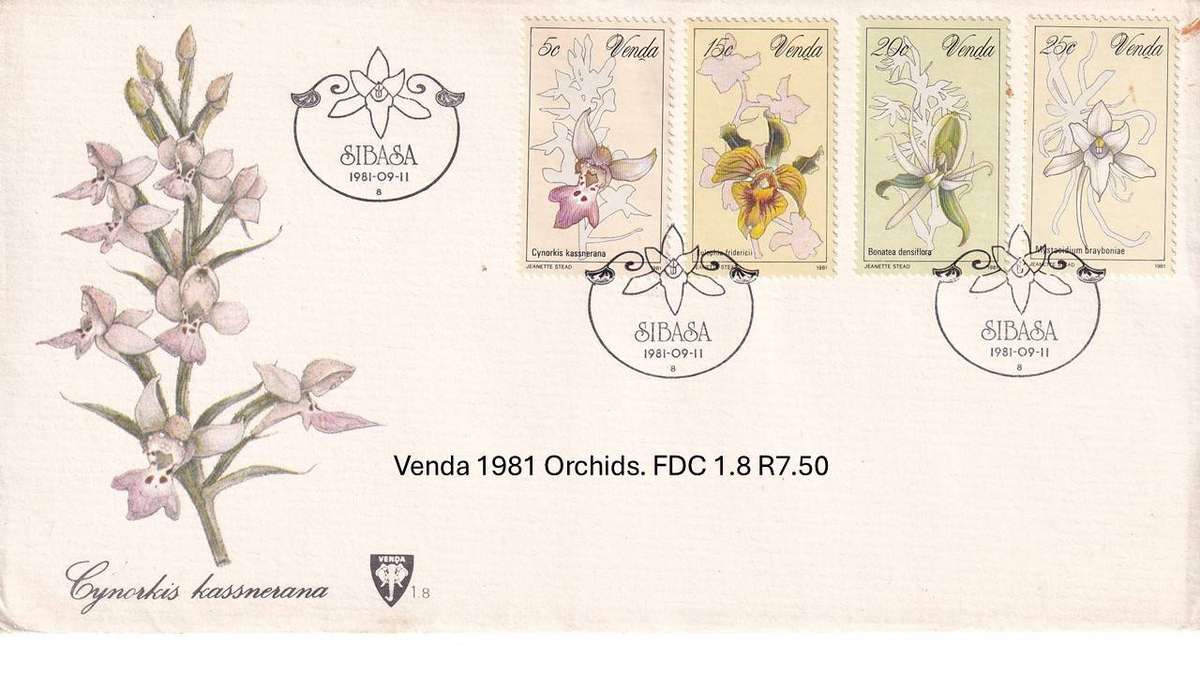 Venda 1981 Orchids. FDC 1.8 R7.50