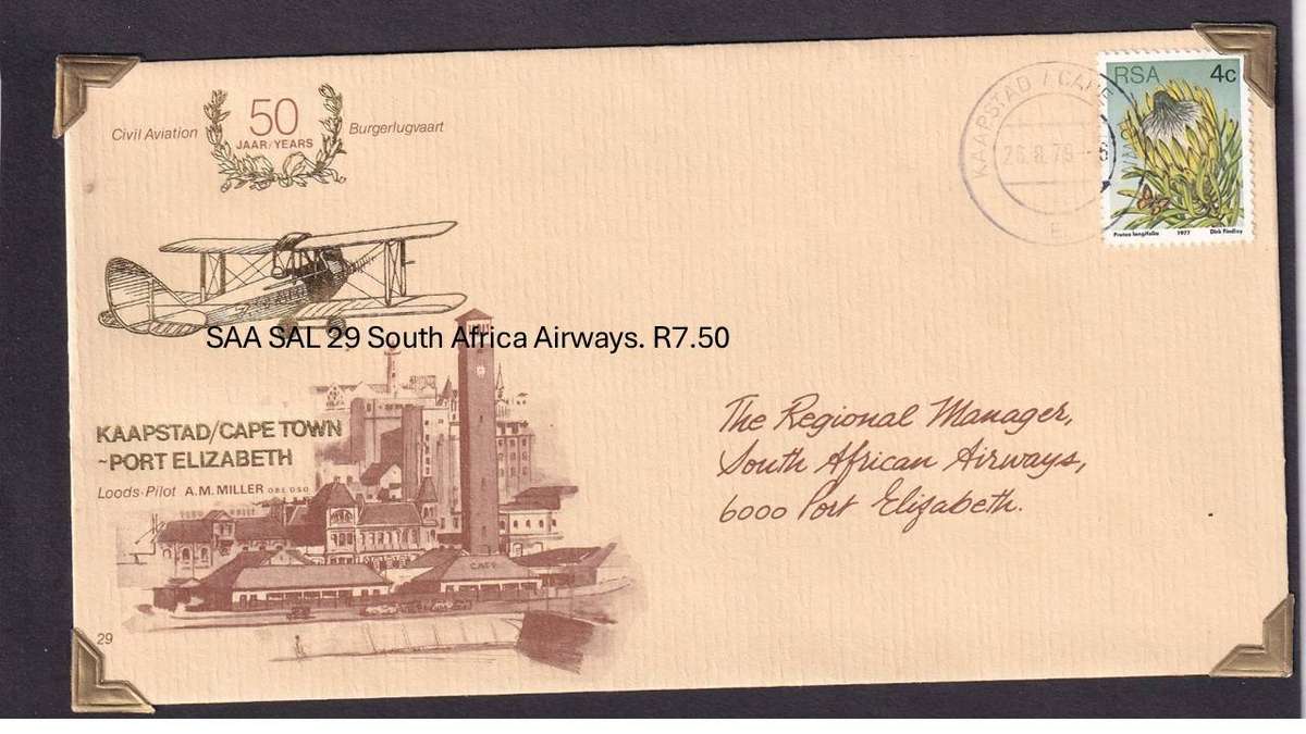 SAA SAL 29 South Africa Airways. R7.50