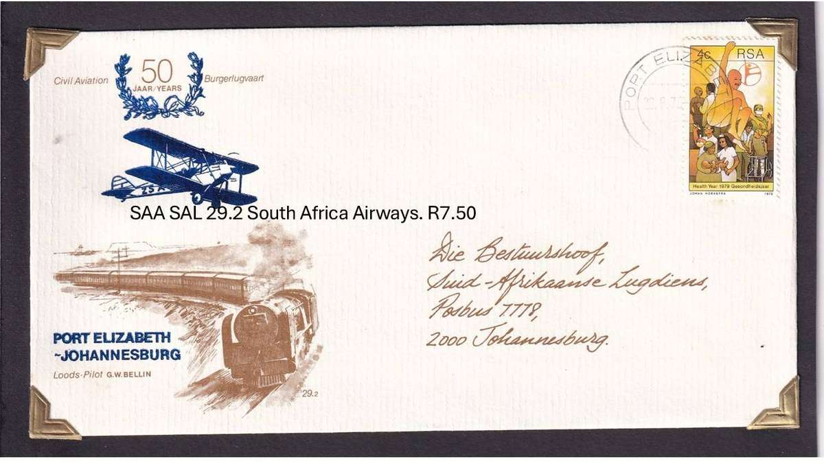 SAA SAL 29.2 South Africa Airways. R7.50