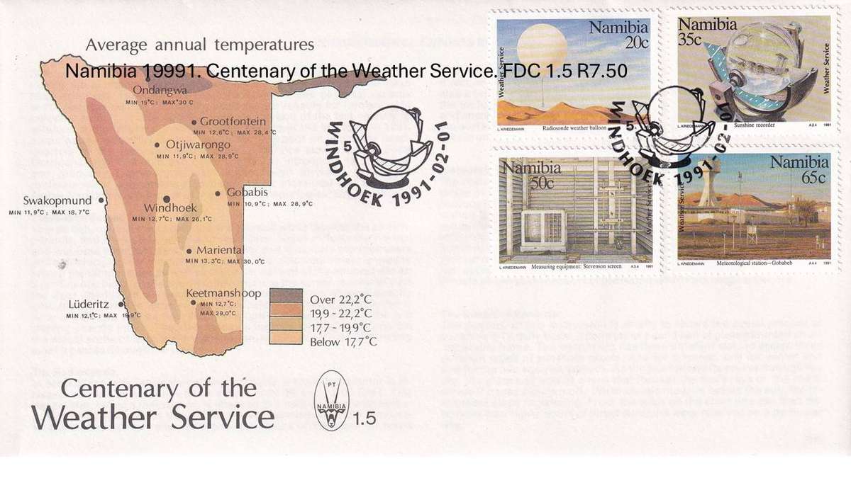 Namibia 19991. Centenary of the Weather Service. FDC 1.5 R7.50