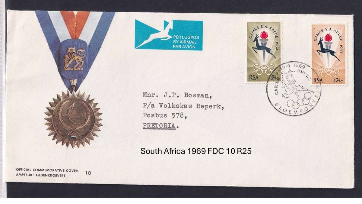South Africa 1969 FDC 10 R25