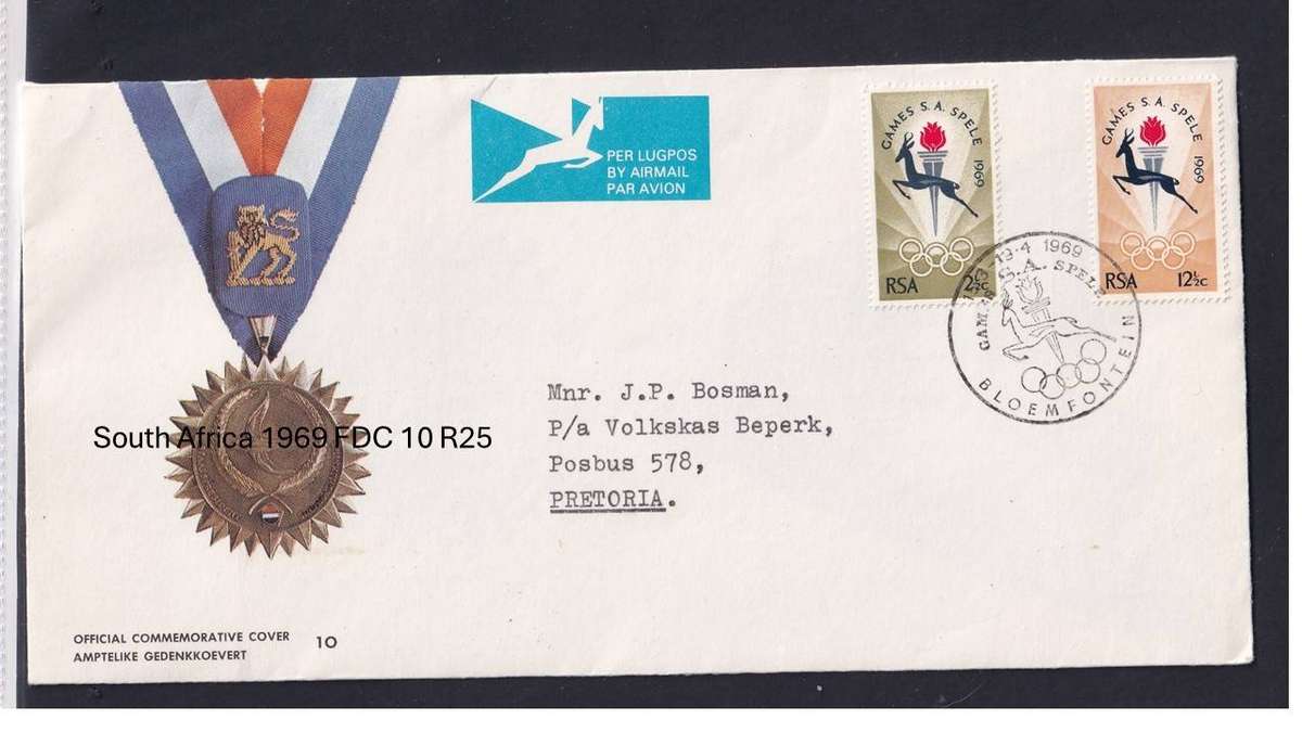 South Africa 1969 FDC 10 R25