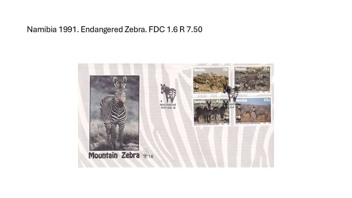 Namibia 1991. Endangered Zebra. FDC 1.6 R 7.50