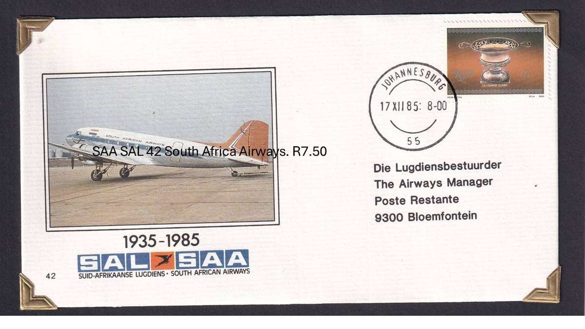 SAA SAL 42 South Africa Airways. R7.50