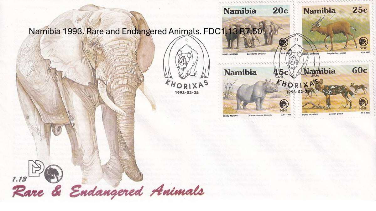 Namibia 1993. Rare and Endangered Animals. FDC1.13 R7.50