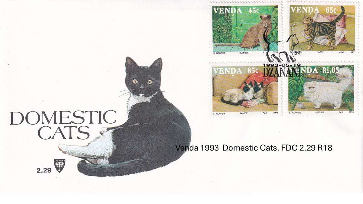 Venda 1993  Domestic Cats. FDC 2.29 R18