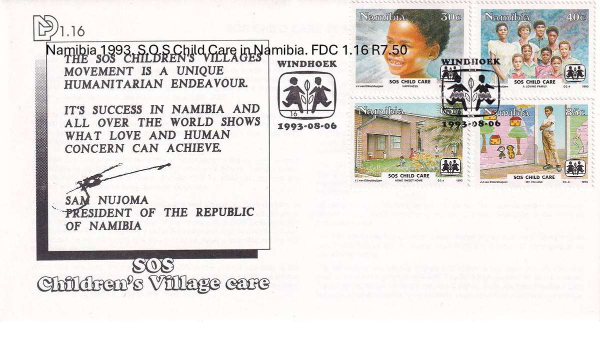 Namibia 1993. S.O.S Child Care in Namibia. FDC 1.16 R7.50