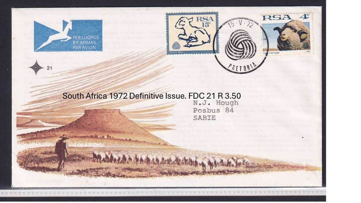 South Africa 1972 Definitive Issue. FDC 21 R 3.50