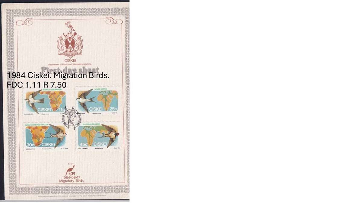 1984 Ciskei. Migration Birds. FDC 1.11 R 7.50