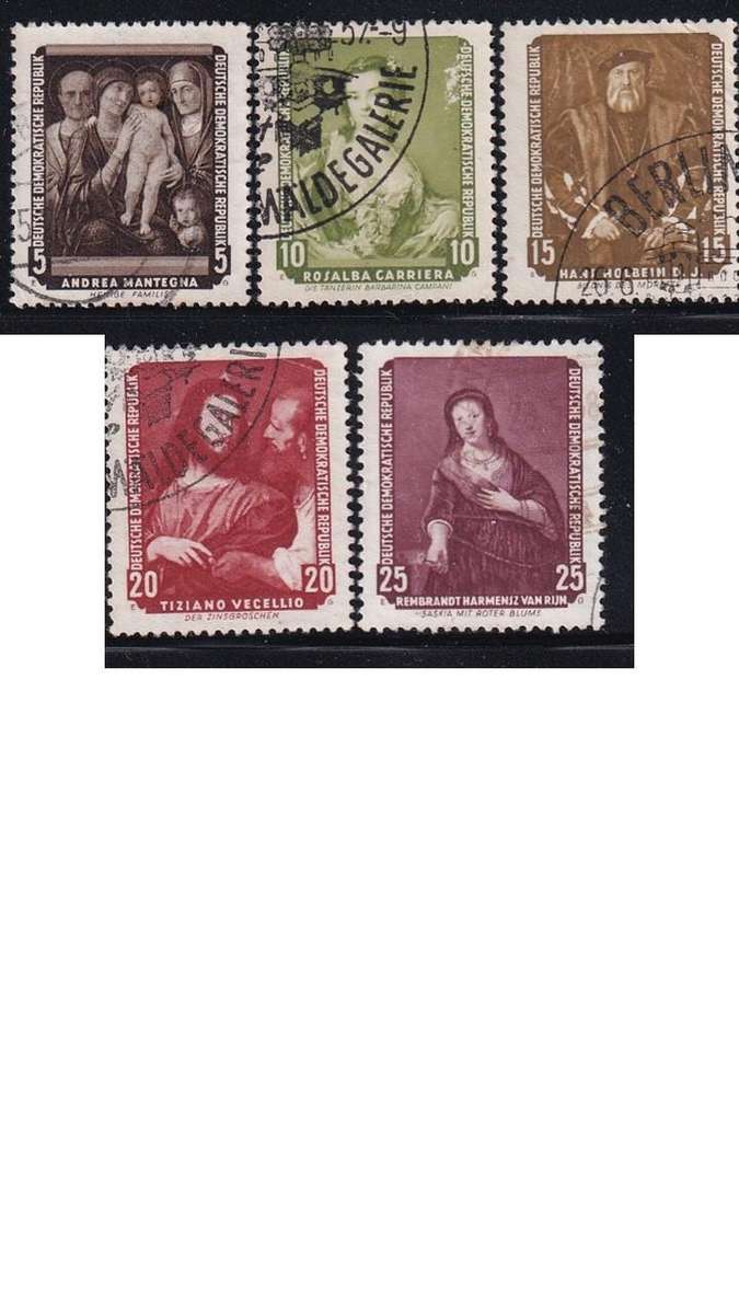 1957 Famous Paintings from Dresden Gallery, DDR. Set not completed.