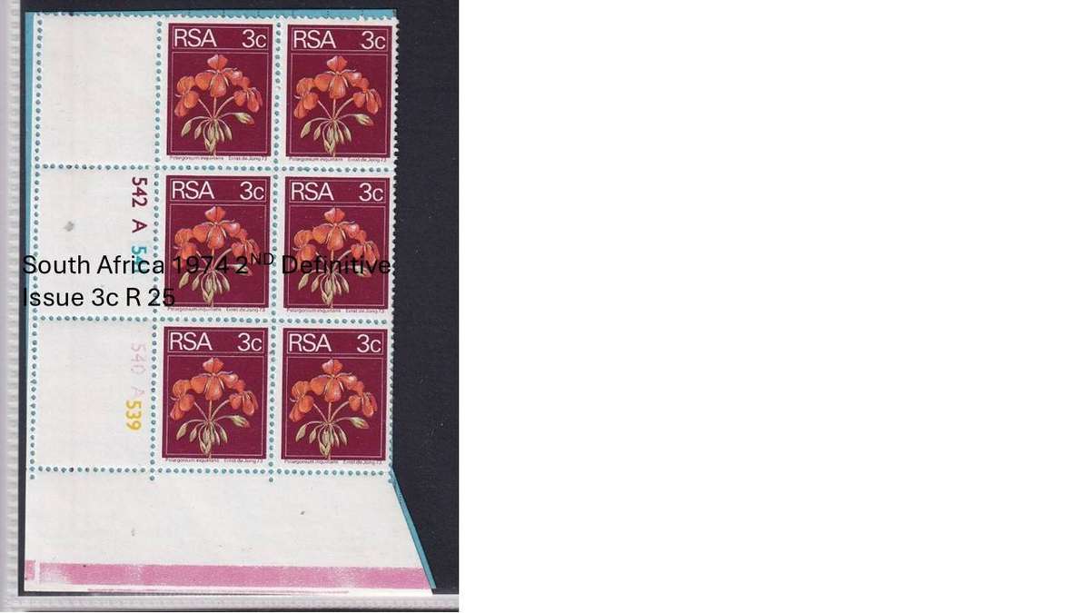 South Africa 1974 2ND Definitive Issue 3c R 25