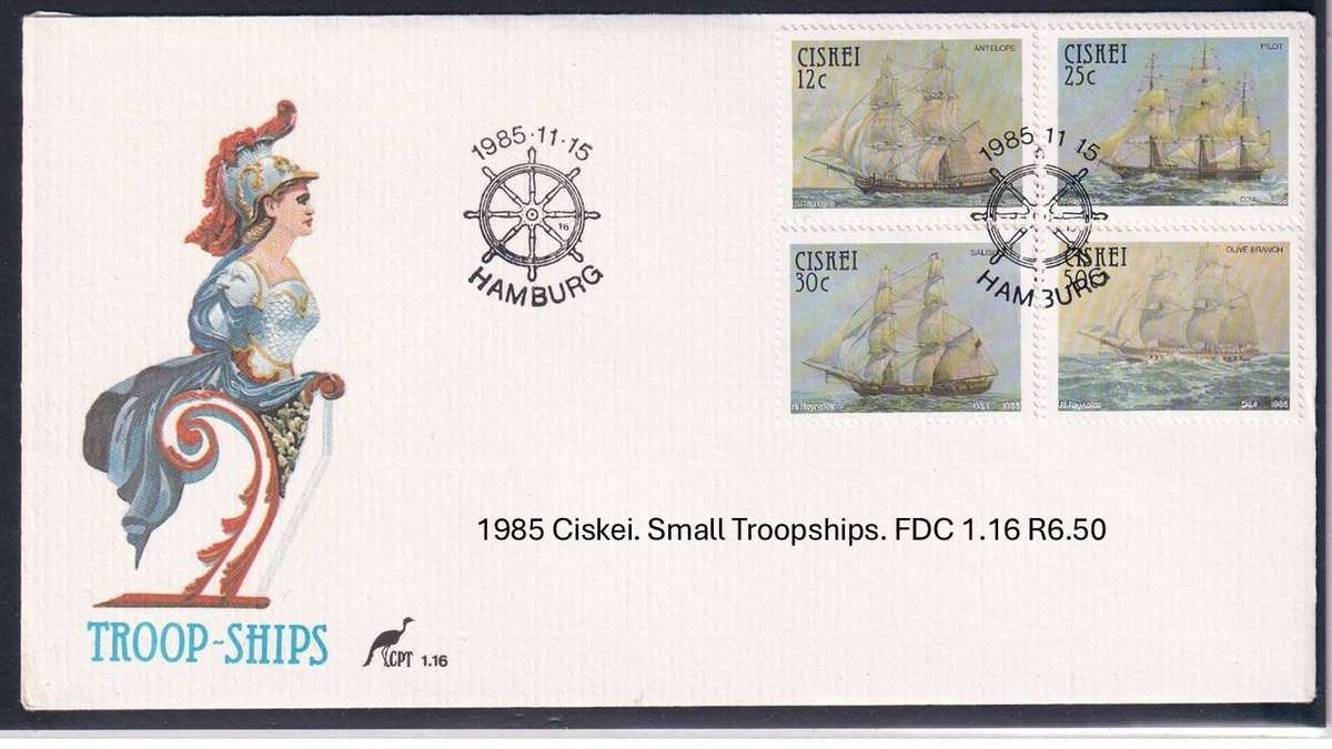 1985 Ciskei. Small Troopships. FDC 1.16 R6.50