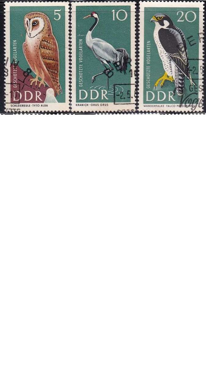 1967 Protected Birds, DDR. Set not completed.