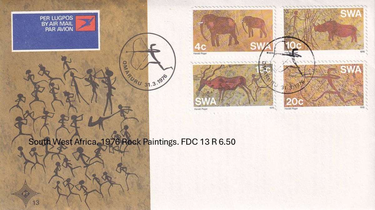 South West Africa. 1976 Rock Paintings. FDC 13 R 6.50