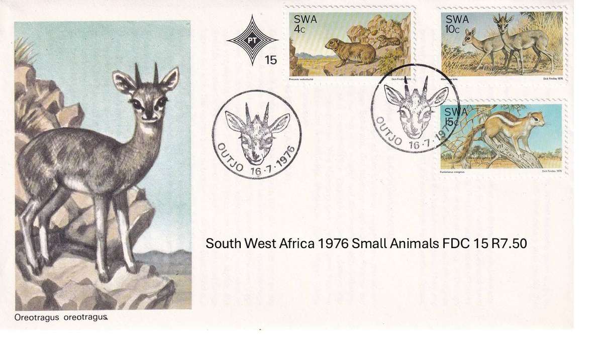 South West Africa 1976 Small Animals FDC 15 R7.50