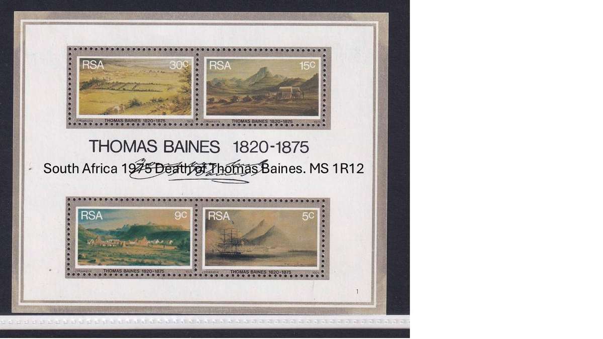 South Africa 1975 Death of Thomas Baines. MS 1R12