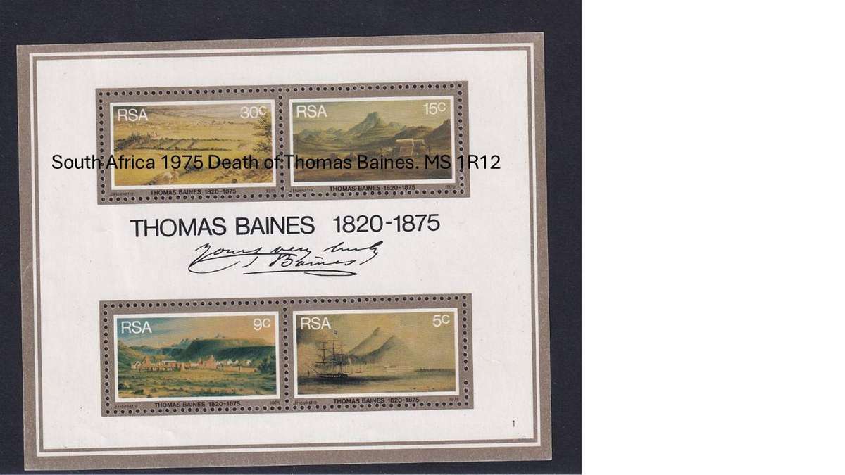 South Africa 1975 Death of Thomas Baines. MS 1R12