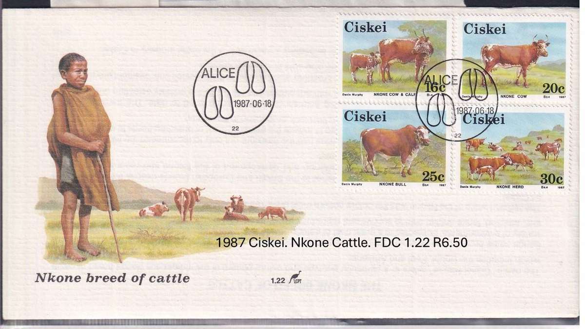 1987 Ciskei. Nkone Cattle. FDC 1.22 R6.50