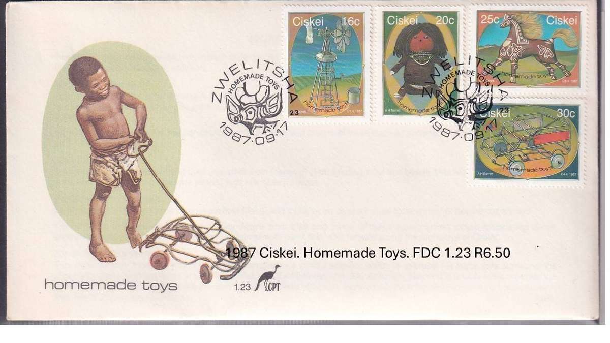 1987 Ciskei. Homemade Toys. FDC 1.23 R6.50