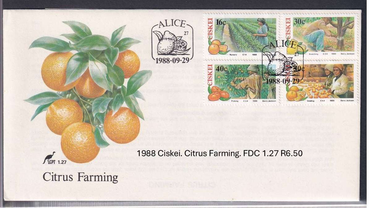 1988 Ciskei. Citrus Farming. FDC 1.27 R6.50