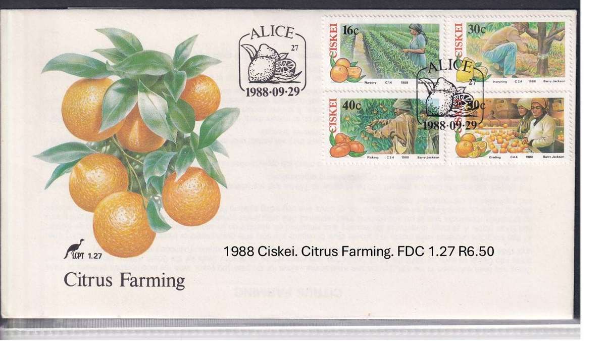 1988 Ciskei. Citrus Farming. FDC 1.27 R6.50