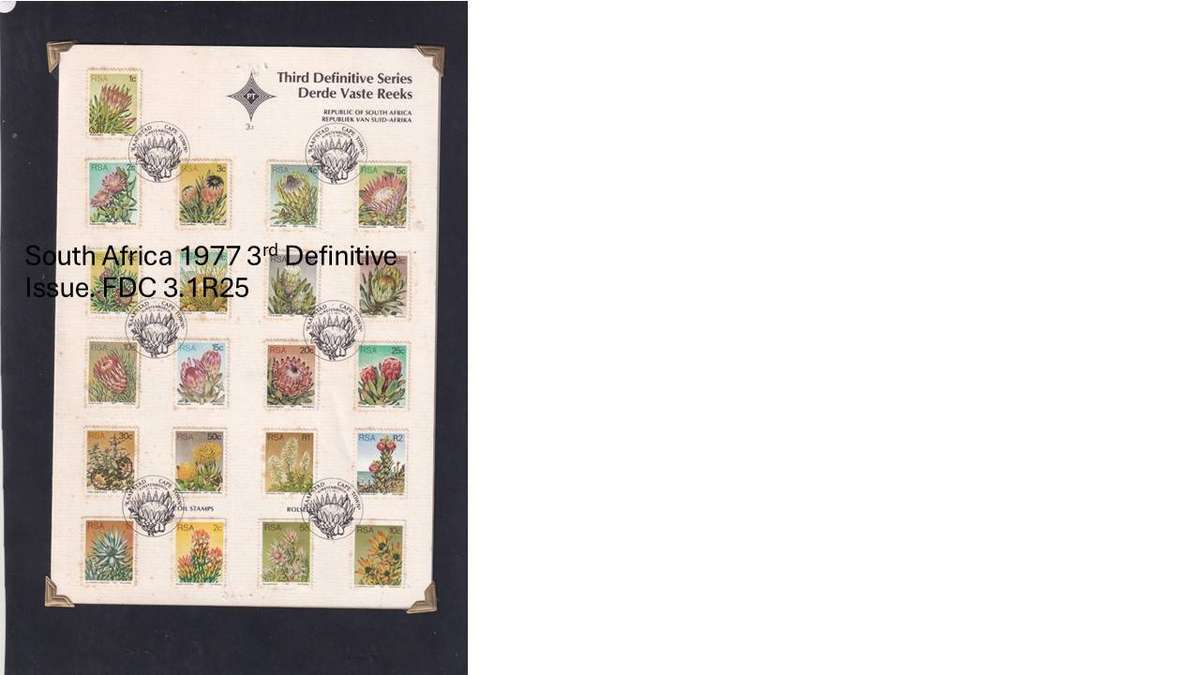 South Africa 1977 3rd Definitive Issue. FDC 3.1R25
