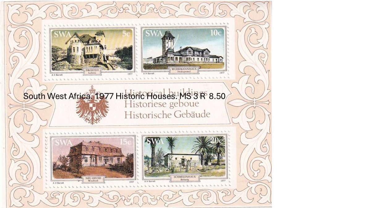 South West Africa. 1977 Historic Houses. MS 3 R  8.50