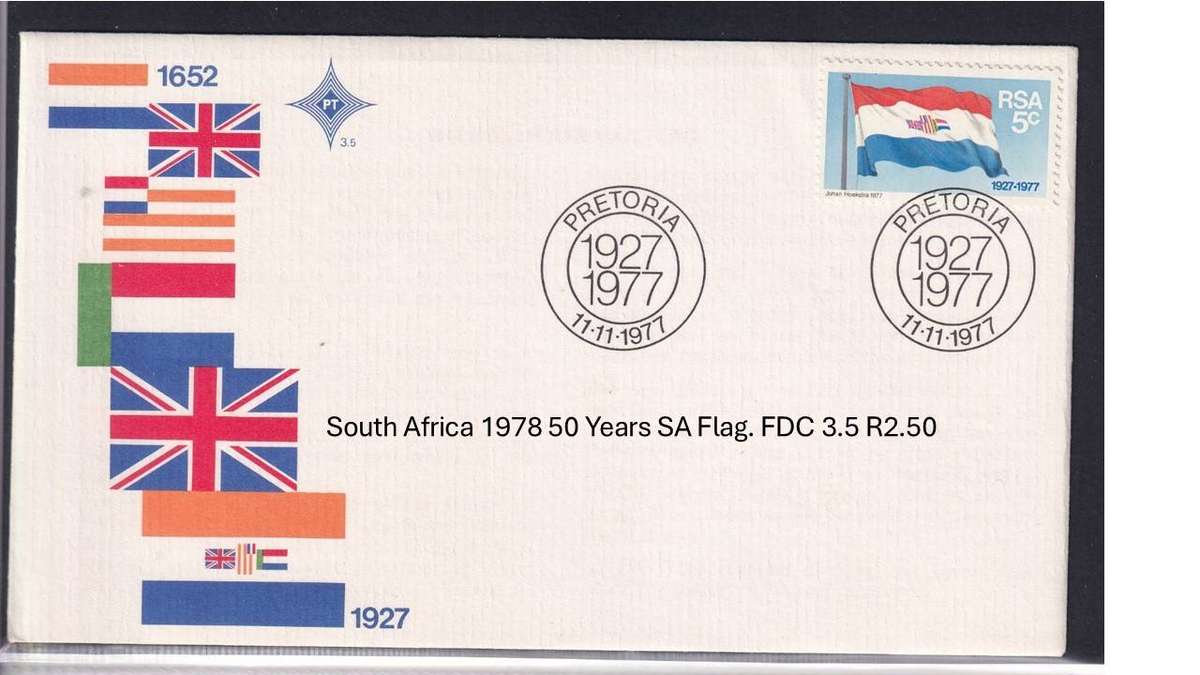 South Africa 1978 50 Years SA Flag. FDC 3.5 R2.50