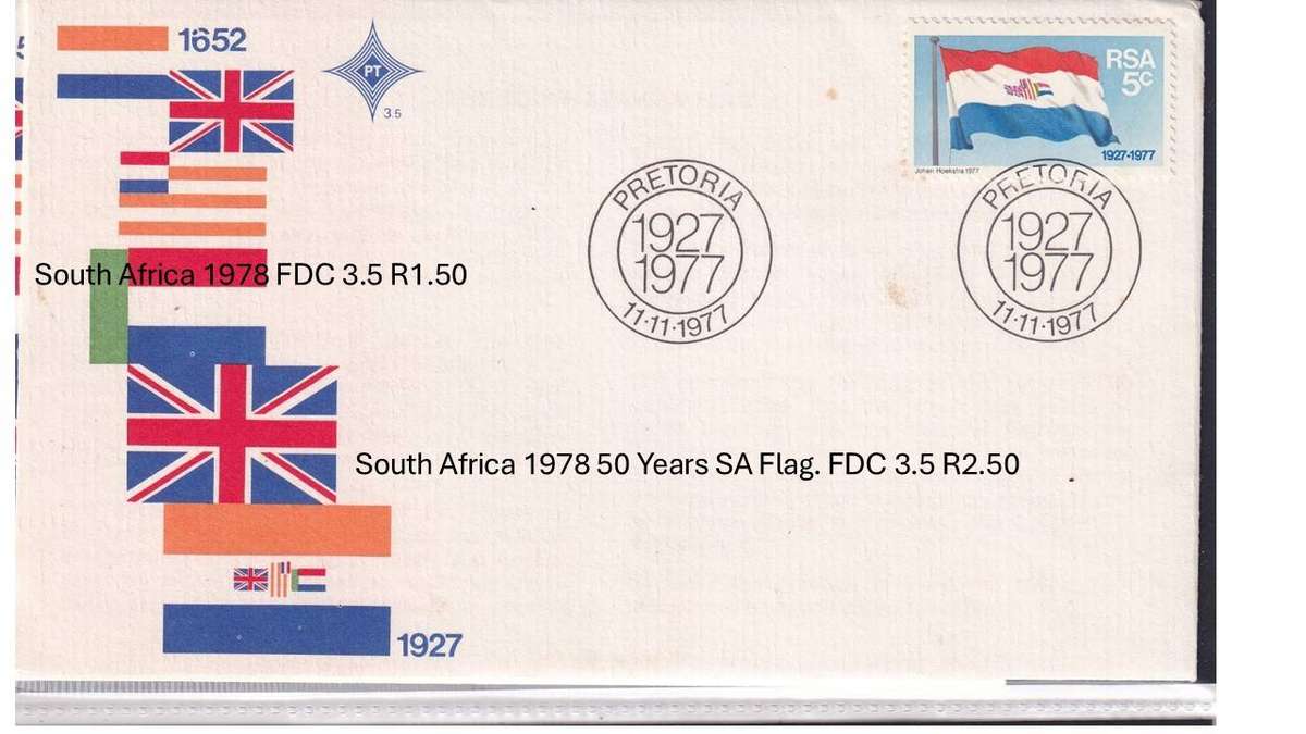 South Africa 1978 50 Years SA Flag. FDC 3.5 R2.50