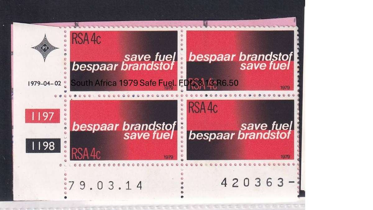 South Africa 1979 Safe Fuel. FDC 3.13 R6.50