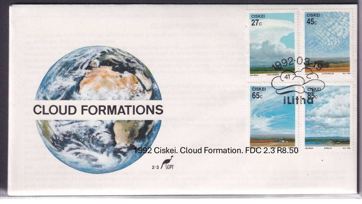1992 Ciskei. Cloud Formation. FDC 2.3 R8.50