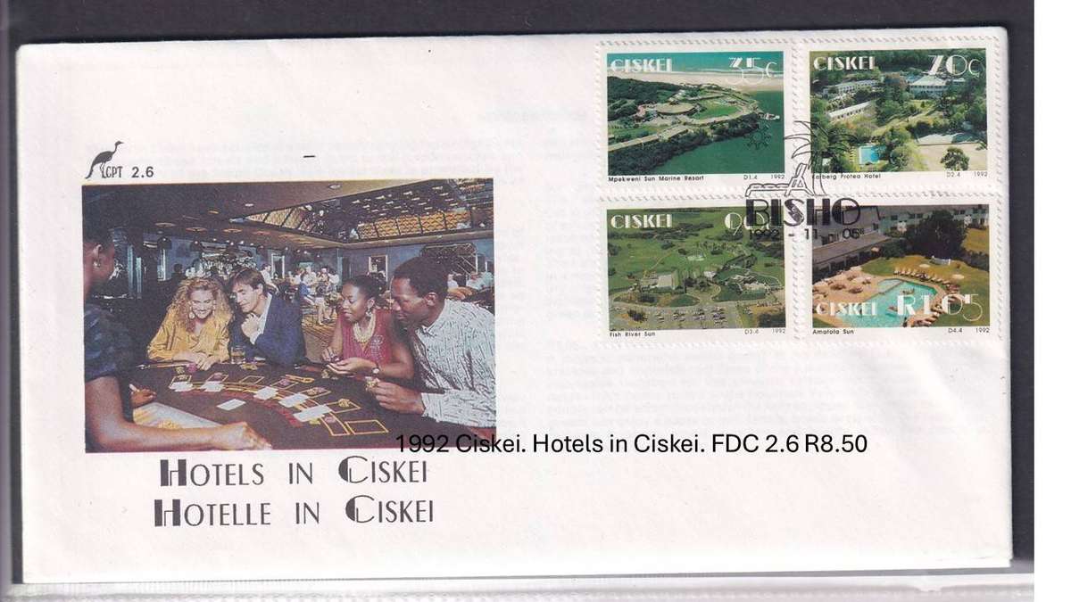 1992 Ciskei. Hotels in Ciskei. FDC 2.6 R8.50