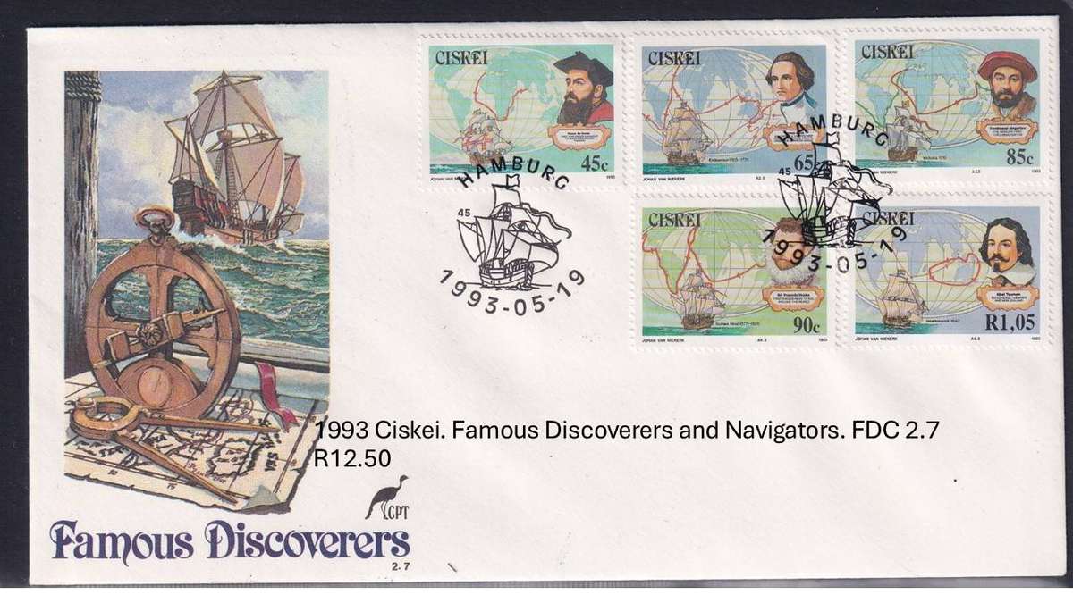 1993 Ciskei. Famous Discoverers and Navigators. FDC 2.7 R12.50