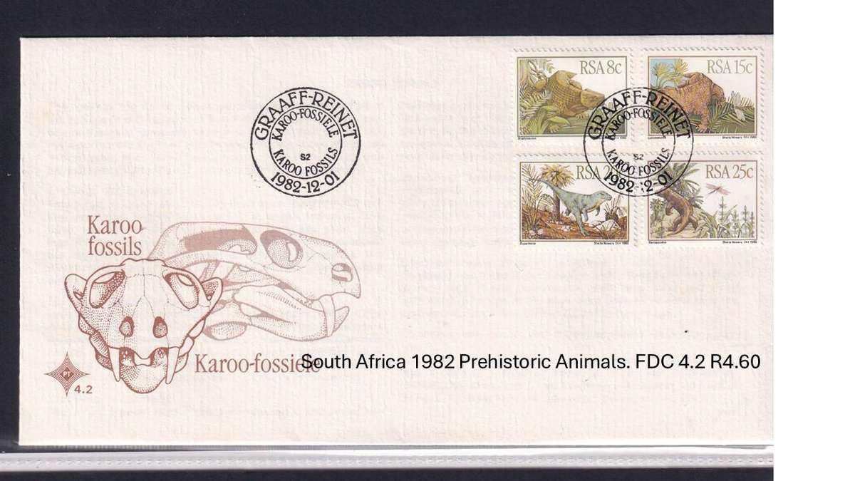 South Africa 1982 Prehistoric Animals. FDC 4.2 R4.60