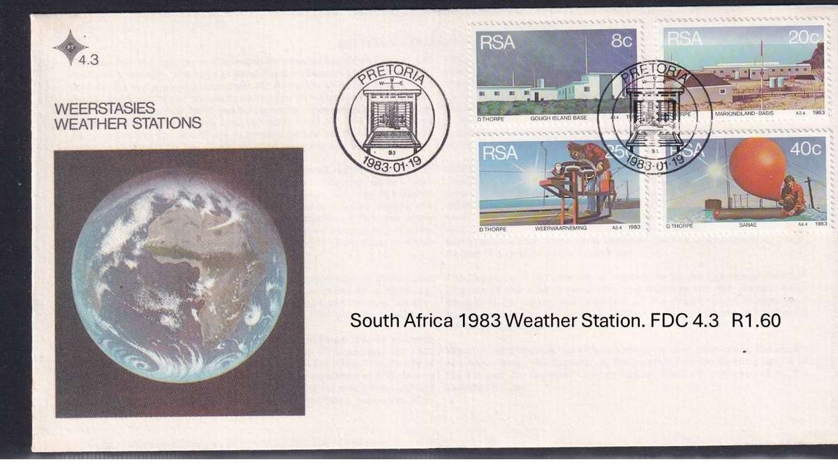 South Africa 1983 Weather Station. FDC 4.3   R1.60