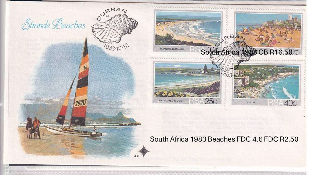South Africa 1983 Beaches FDC 4.6 FDC R2.50