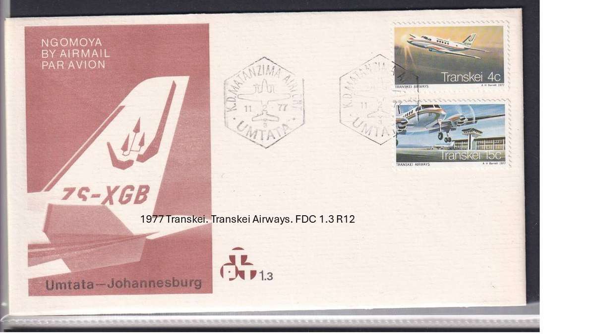 1977 Transkei. Transkei Airways. FDC 1.3 R12