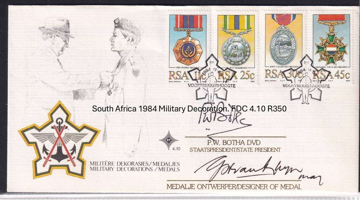 South Africa 1984 Military Decoration. FDC 4.10 R350