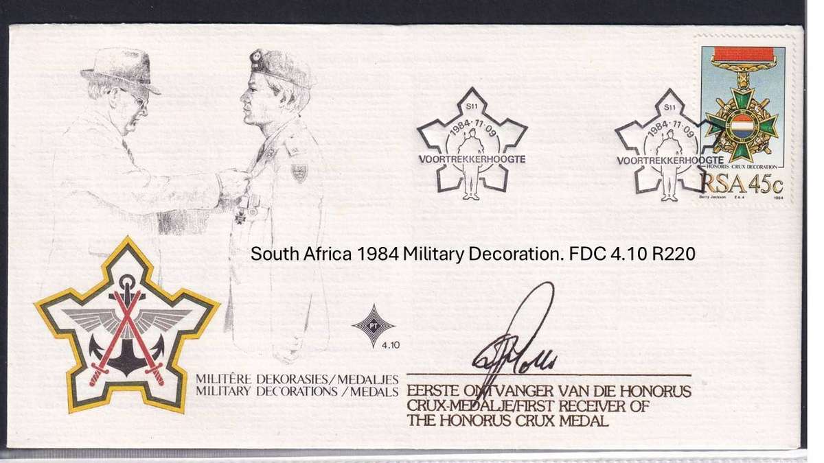 South Africa 1984 Military Decoration. FDC 4.10 R220
