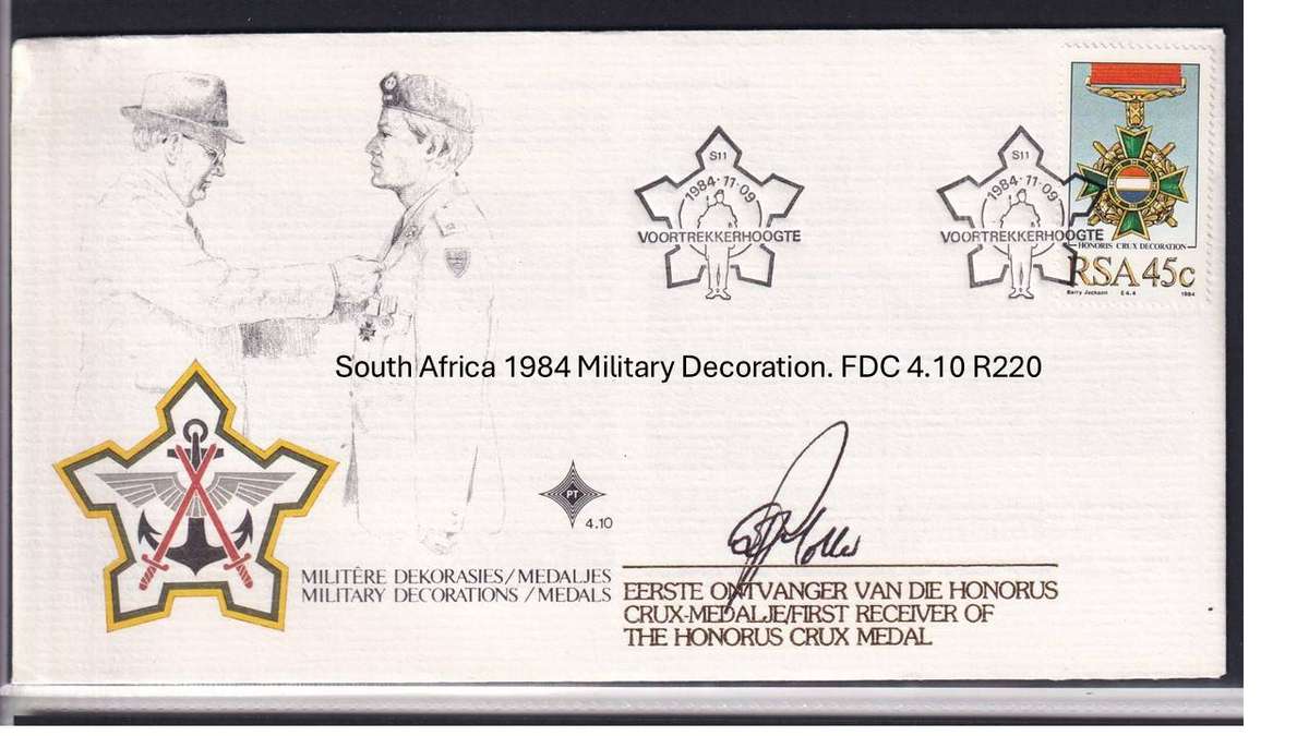 South Africa 1984 Military Decoration. FDC 4.10 R220