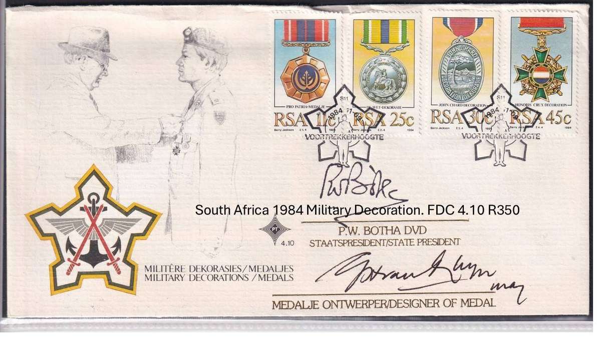 South Africa 1984 Military Decoration. FDC 4.10 R350