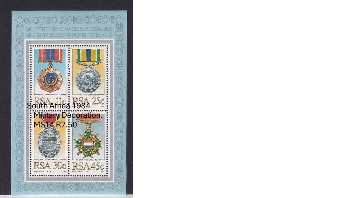 South Africa 1984 Military Decoration. MS14 R7.50