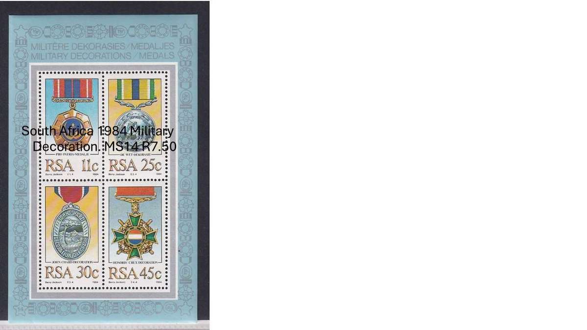 South Africa 1984 Military Decoration. MS14 R7.50