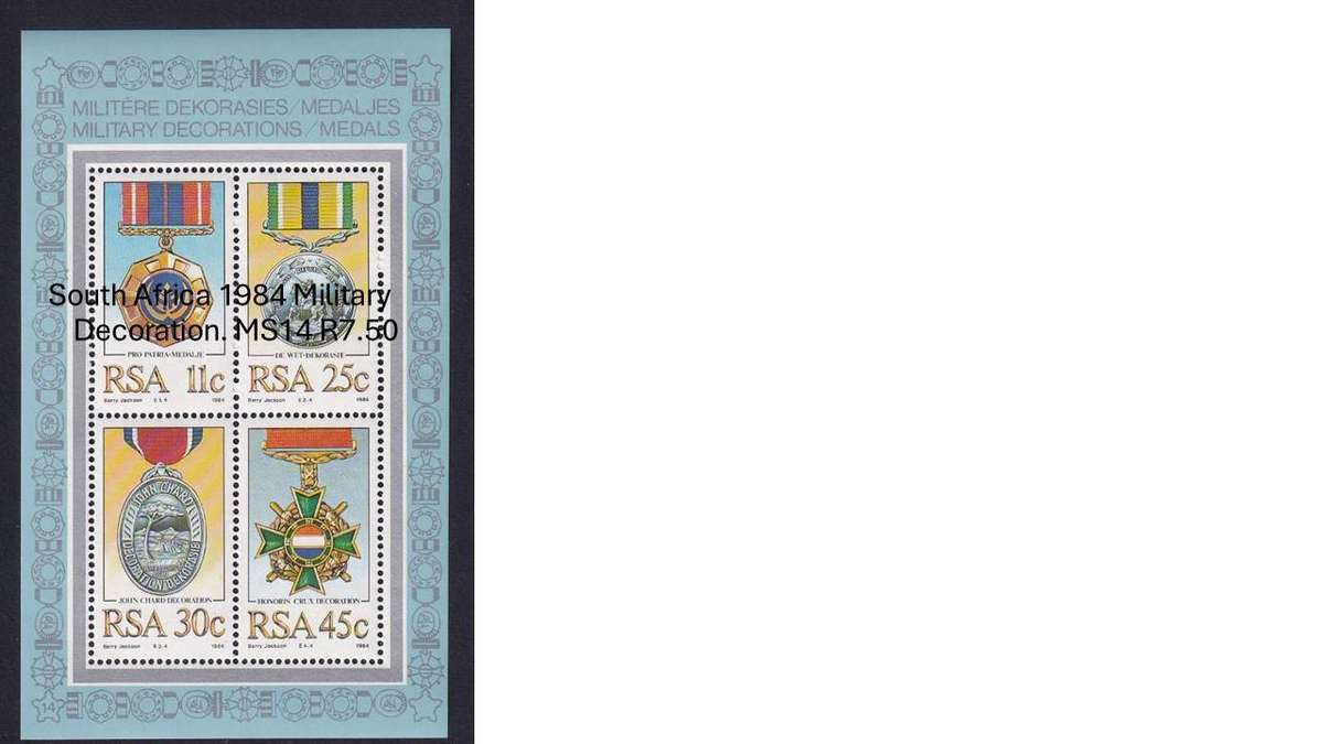 South Africa 1984 Military Decoration. MS14 R7.50