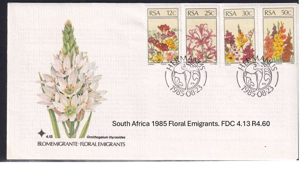 South Africa 1985 Floral Emigrants. FDC 4.13 R4.60