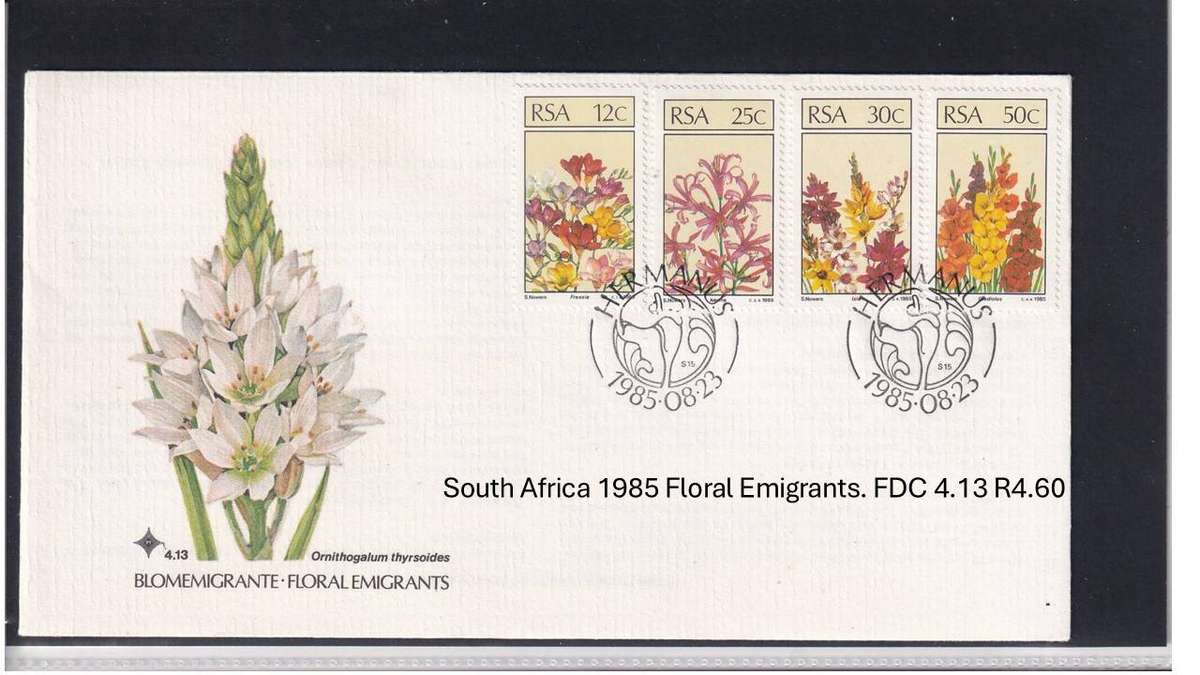 South Africa 1985 Floral Emigrants. FDC 4.13 R4.60