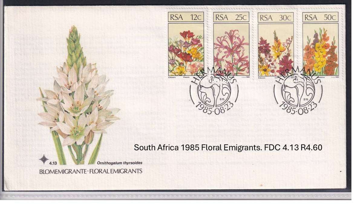 South Africa 1985 Floral Emigrants. FDC 4.13 R4.60