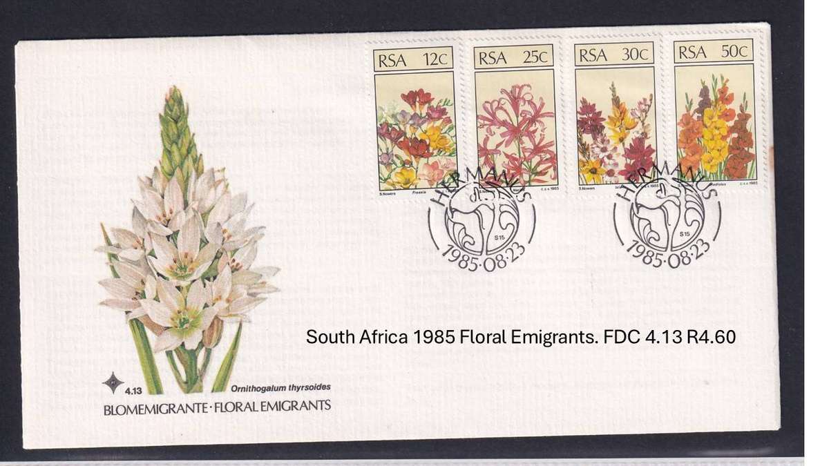 South Africa 1985 Floral Emigrants. FDC 4.13 R4.60